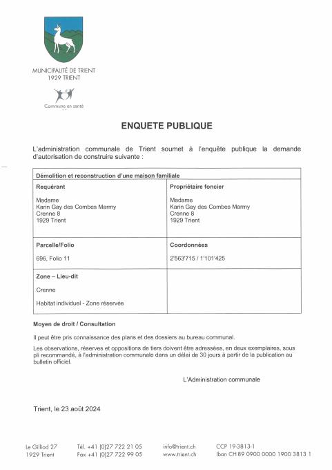 Enquête publique du 23.08.2024