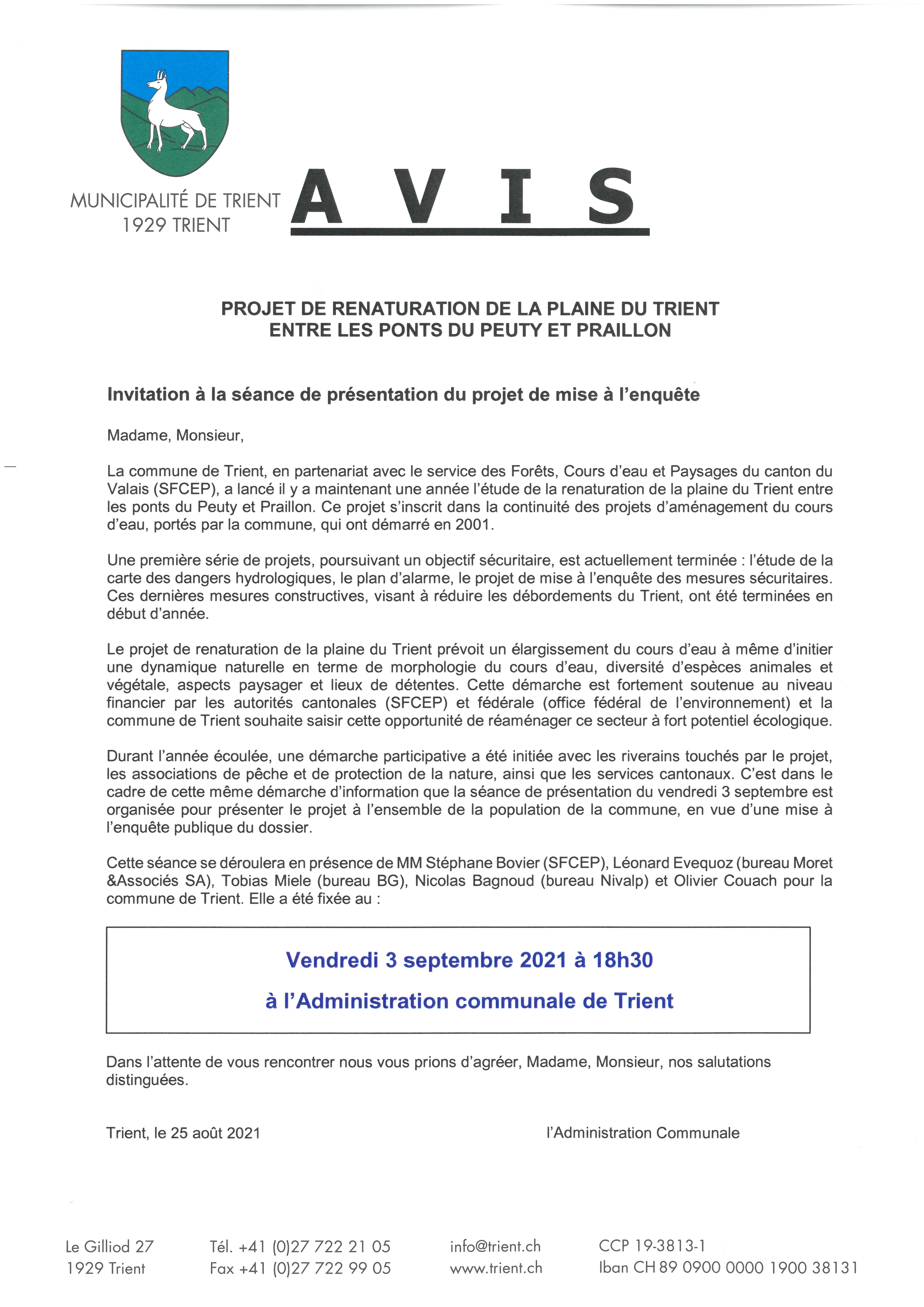 Information publique du vendredi 3 septembre 2021 à 18h30