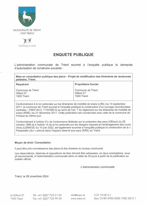 Enquête publique du 29.11.24