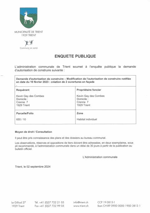 Enquête publique du 02.09.2024