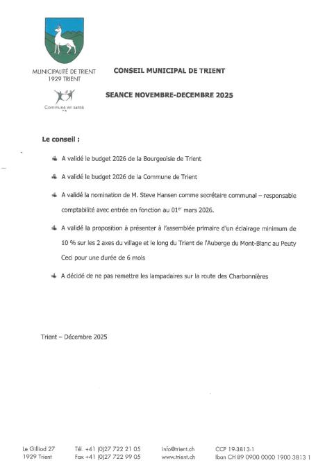 Décisions conseil Novembre-décembre 25