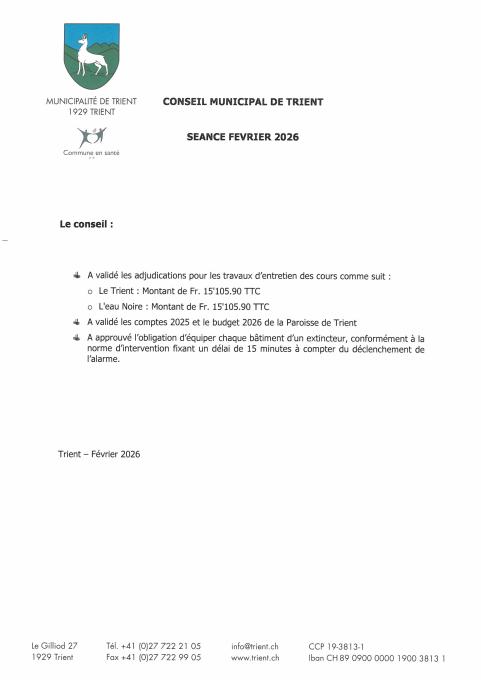 Décision de conseil  Février 26